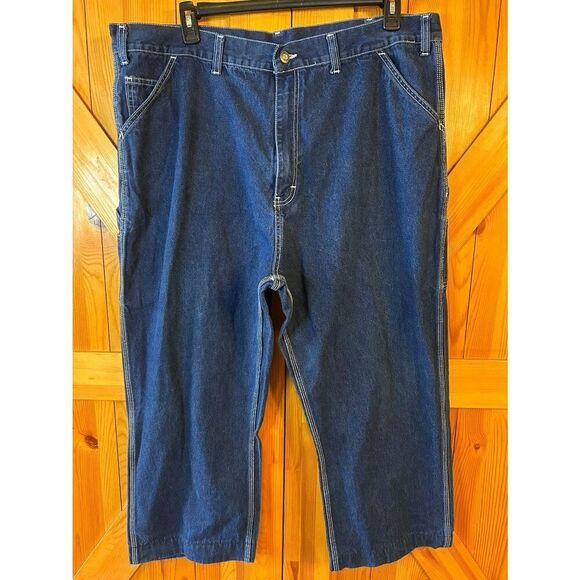 Berne Mens Dark Wash Workwear Carpenter Hammer Loop Jeans READ Size 44 (5104) - Picture 1 of 6